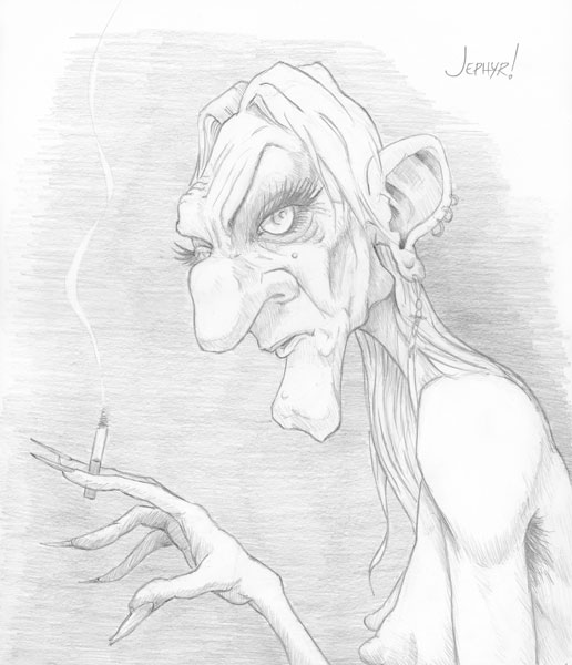 'I Can Quit Any Time I Want' - Pencil Sketch- Copyright 2016, Jephyr (Jeff Curtis), All Rights Reserved